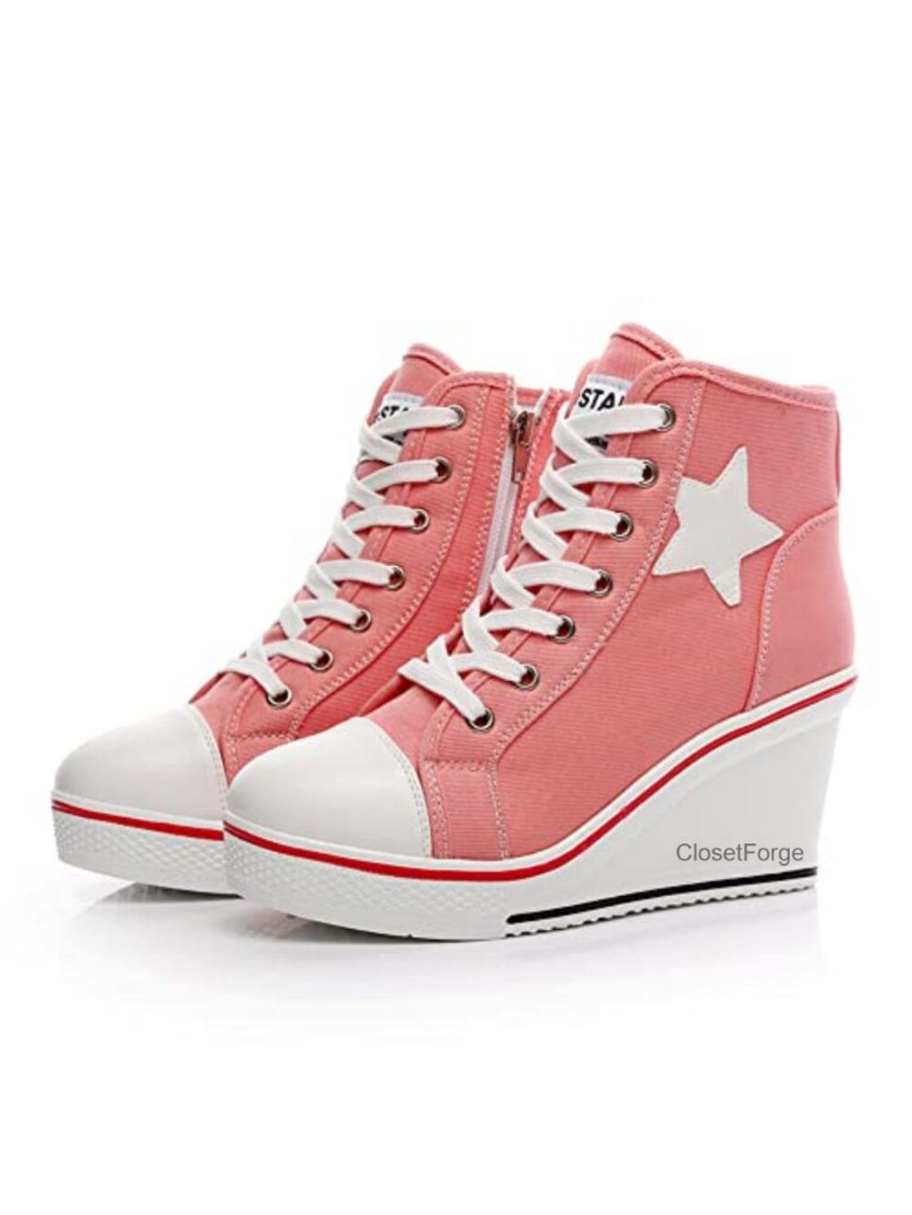 Wedge Sneakers for Women Platform Heel Lace Up Canvas Casual Shoes